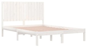 Estrutura de cama 140x200 cm madeira de pinho maciça branco