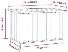 Caixa de arrumação para jardim 109x67x65 cm castanho