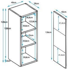 Vitrine Alta Silgueiros – 40x128 cm – Branco e Preto com LED Azul – Co