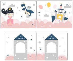 Cama alta de Criança PINO 90 x 200 cm + estrado + escada + cortina Princesa Natural