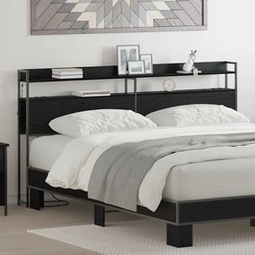 vidaXL Cabeceira de armazenamento com prateleira Carvalho preto 200 cm
