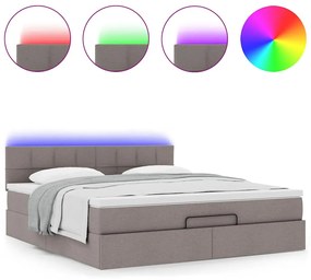 Estrutura de cama otomana com colchão tecido cinzento 160x200cm