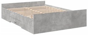 Estrutura de cama c/ gavetas derivados de madeira cinza-cimento