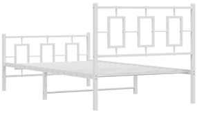 Estrutura de cama com cabeceira e pés 100x200 cm metal branco