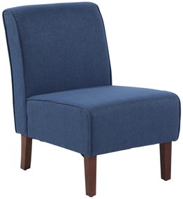 HOMCOM Poltrona de jantar Sala de estar sem braços Cadeira individual com assento acolchoado e pernas de madeira 57x76x83,5 cm Azul