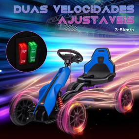 Kart Elétrico para Crianças Kart a Bateria 12V Velocidade Ajustável 3-5 km/h e Cinto de Segurança 100x58x58,5 cm Azul