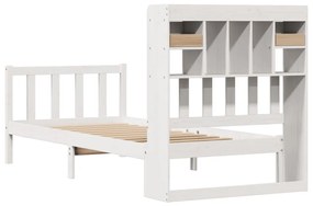 Cama com estante sem colchão 100x200 cm pinho maciço branco
