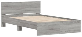 Estrutura de cama com cabeceira 135x190 cm cinzento sonoma