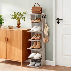 Sapateira estreita para sapatos com 7 prateleiras 30 x 26,4 x 110,4 cm cinza mesclado