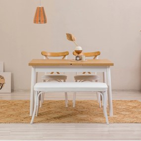Conjunto de Mesa de Jantar Extensível e Cadeiras Oliver – Branco – Mes
