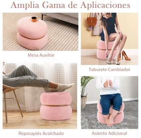 Pufe oval de 35 cm com assento almofadado Base de madeira em forma de anel e almofadas antiderrapantes Apoio para os pés multifunções 44 x 35 x 35 cm