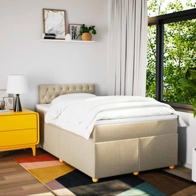 Cama boxspring com colchão 120x190 cm tecido cor creme