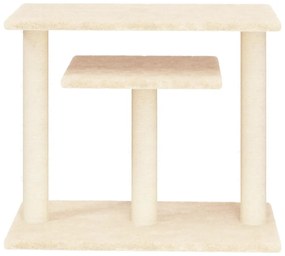 Postes arranhadores para gatos com plataformas 62,5cm cor creme
