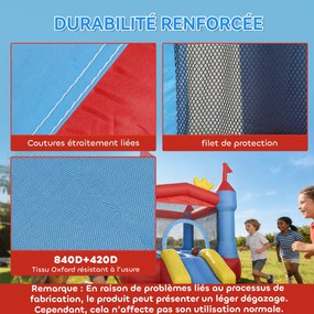 Castelo insuflável com compressor 342 C x 255 L x 209 A cm, parque infantil insuflável com escorregas, trampolim, piscina de bolas, multicolorido