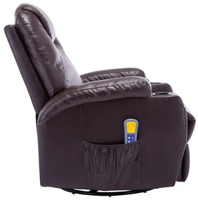 Cadeira massagem reclinável couro artificial castanho