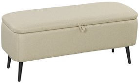 HOMCOM Banco de Armazenamento Estofado em Linho com Tampa Abatível e Pés de Aço Carga Máxima 150kg 101x38,5x44,5 cm Bege | Aosom Portugal