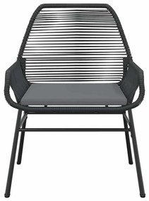 Conjunto de jantar jardim 7 peças almofadas vidro vime PE preto