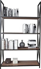 Estante Xena – Nogueira/Preto – 94x33x150 cm