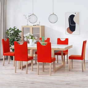 vidaXL Cadeiras de jantar 6 pcs couro artificial vermelho-tinto