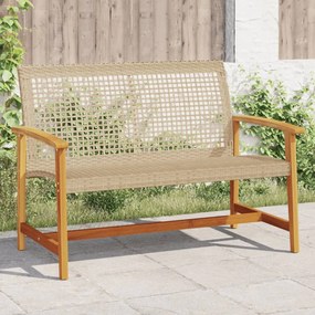 vidaXL Banco de jardim 112 cm vime PE e madeira de acácia bege