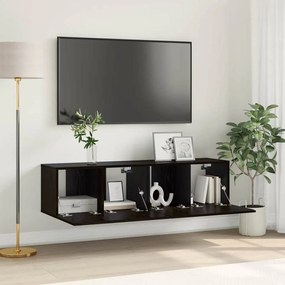 vidaXL Conjunto de Gabinete de TV Carvalho Preto Madeira engenheirada