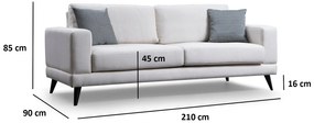 Sofá-Cama 3 Lugares Nordic – Bege – 210x90x85 cm