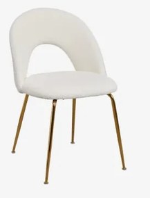 Pack De 2 Cadeiras De Jantar Estofadas Glorys Dourado & Chenille Branco & Borreguito - Sklum
