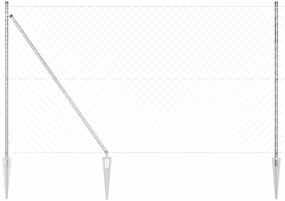 vidaXL Conjunto de Postes de Cerca Prateado Preto 10x1.5m