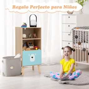 Estante infantil de 3 prateleiras com gavetas e compartimentos para brinquedos e livros 40,5 x 29 x 85 cm Natural