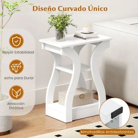 Conjunto de 2 mesas auxiliares 50 x 30 x 60,5 cm com estação de carregamento de 3 níveis com prateleiras abertas Brancas