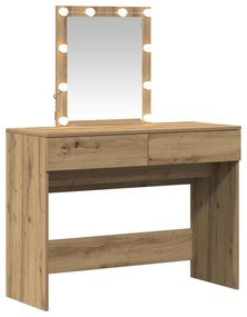 Mesa de Maquiagem com Espelho e LEDs Carvalho Artesanal Madeira Ingene
