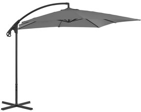 Guarda-sol cantilever com poste de aço 250x250 cm antracite