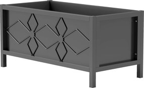 Floreira para exterior, elevada, galvanizada, com rebordo de segurança, retangular, 80 x 40 x 38 cm, preta