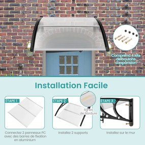 Toldo para porta de entrada externa de 48 x 40 polegadas, toldo para janela, cobertura externa - preto