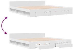 Estrutura de cama c/ gavetas 180x200cm derivados madeira branco