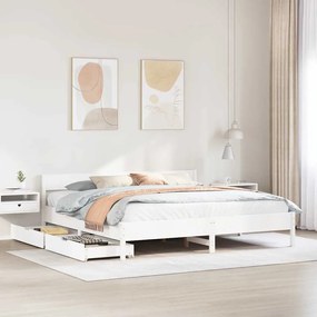 Cama sem colchão 200x200 cm madeira de pinho maciça branco