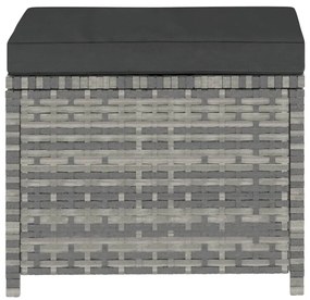 5 pcs conjunto lounge de jardim c/ almofadões vime PE cinzento