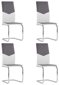 vidaXL Cadeiras de jantar cantilever 4 pcs couro artificial cinzento