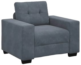 Conjunto de Sofá 3 Peças com Almofadas de Veludo Cinza Escuro