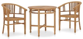 vidaXL 3 pcs conjunto de jantar p/ jardim madeira de teca maciça