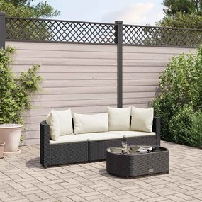vidaXL 4 pcs conjunto de sofás para jardim c/ almofadões vime PE preto