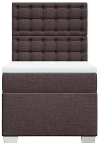 Cama com molas/colchão 90x190 cm tecido castanho-escuro
