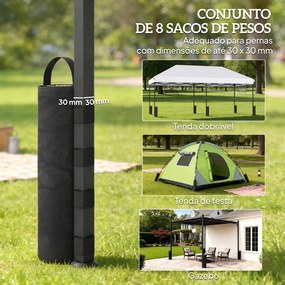 Conjunto de 8 Sacos de Peso para Tendas (NÃO INCLUIDA) Sacos de Areia em Tecido Oxford 600D Para Pernas de Toldo Sem Areia Preto