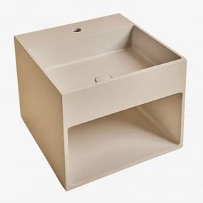 Lavatório Quadrado Com Armazenamento Em Cimento Olympus Beige Creme - Sklum