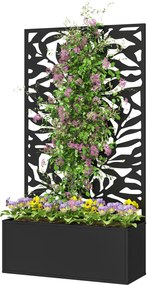 Floreira com treliça 61 x 23 x 113 cm, floreira retangular com painel de privacidade em metal, preto