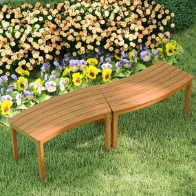 Conjunto de 2 bancos jardim curvos de madeira de acácia para exterior, sem encosto, com capacidade para 180 kg e 2 lugares, para pátio, jardim, alpend
