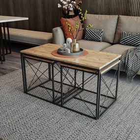 Conjunto de Mesas de Centro Defne – Pinho Atlântico Preto – Mesa Maior