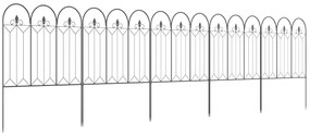 Outsunny Cercas de Jardim 305x79,5 cm Conjunto de 5 Cercas Decorativas para Jardim de Metal Barreira para Animais para Pátio Preto