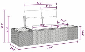 Conjunto de Sofá de Jardim de 9 Peças com Almofadas, Vime Preto e Acác
