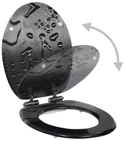 Assento sanita c/ tampa de fecho suave MDF design gotas de água